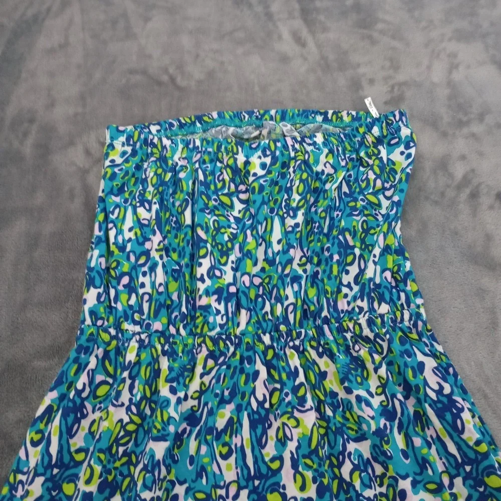 Lilly Pulitzer Windsor‎ Sea Strapless Dress Womens Small Blue Green Pima Cotton - Picture 16 of 16